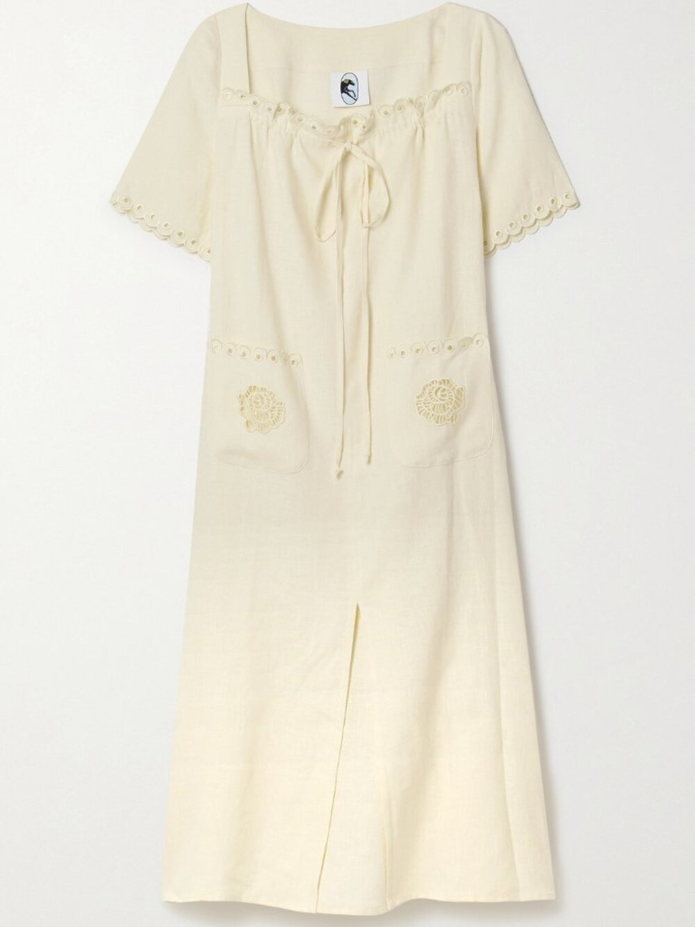 Sleeper Sofia Broderie Anglaise-trimmed Linen Midi Dress - Picture 5 of 16